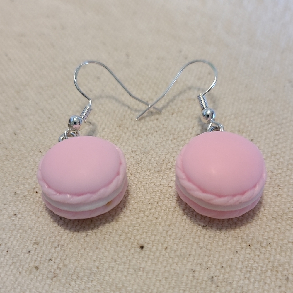 Handcrafted Pink Macaron Dangle Earrings‎ NEW Ladies/Girls Lightweight Outdoors